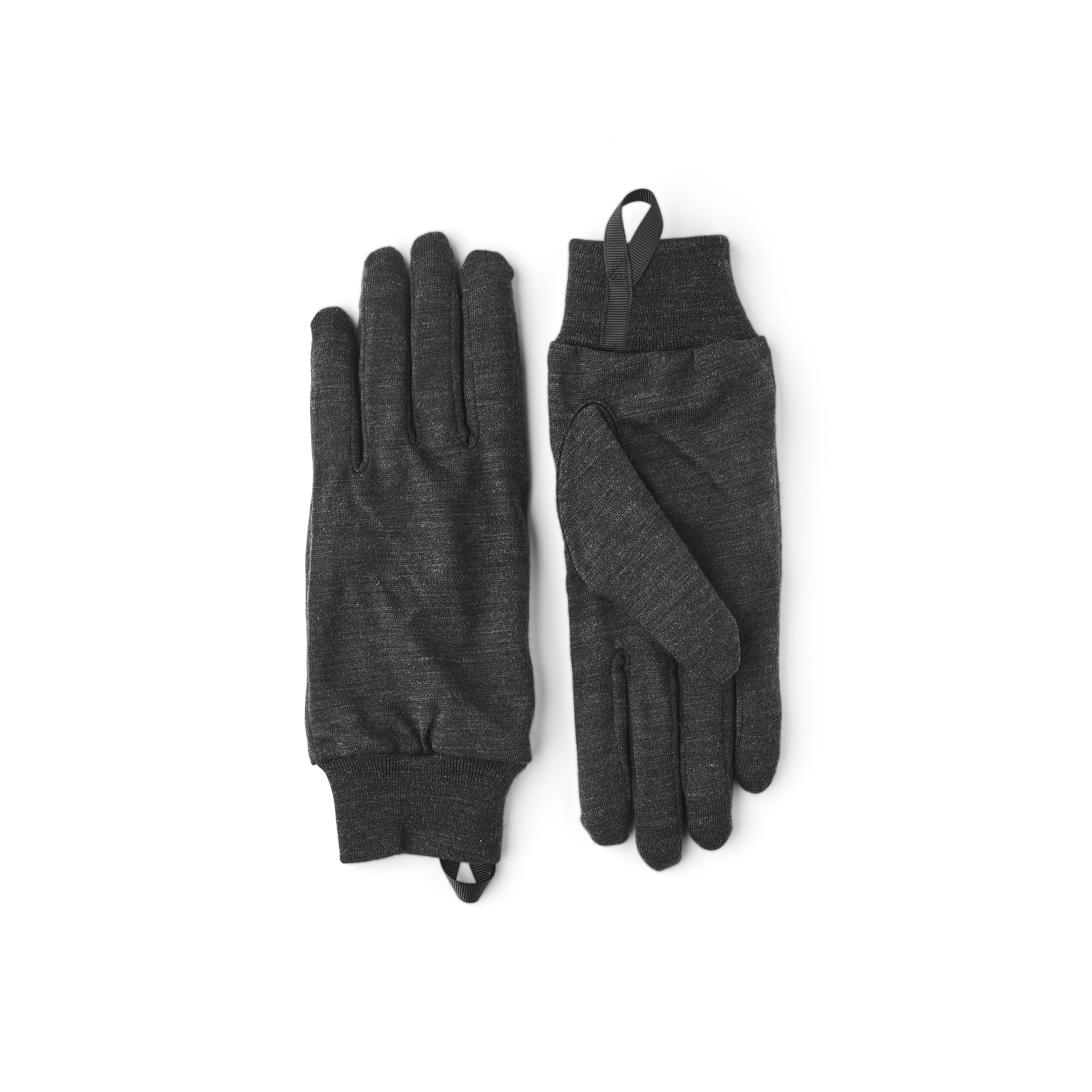 Hestra Merino Wool Liner Low-Viz glove in Charcoal – front view